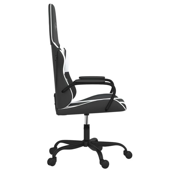 vidaXL Gaming Chair Black and White Faux leather, metal, plywood, foam