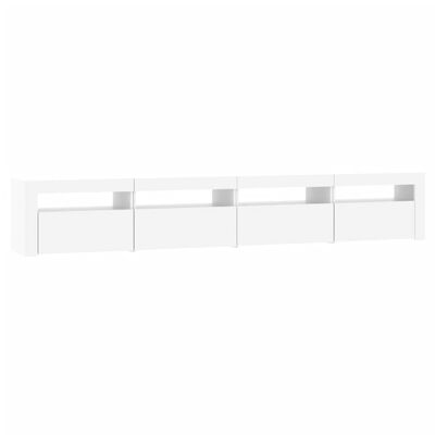 vidaXL TV Stand with LED Lights White 94.5"x13.8"x15.7"