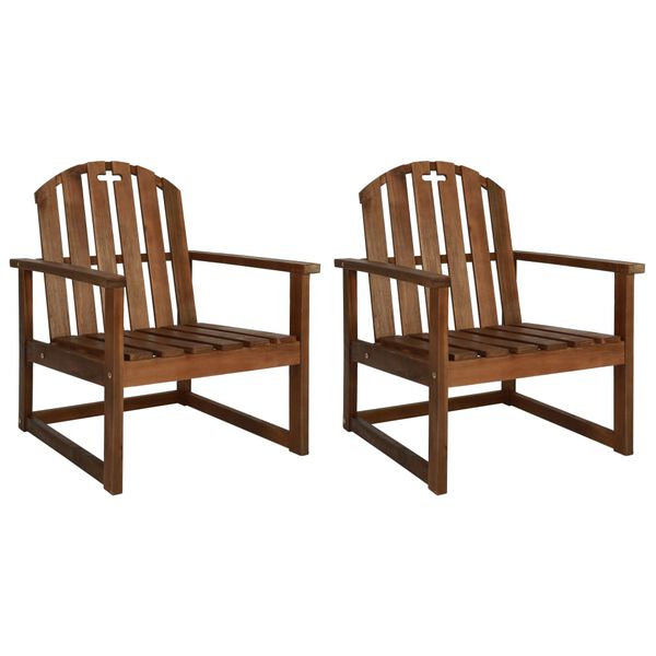 vidaXL Garden Chair Set of 2 Wooden brown Solid Acacia wood Medium