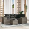 vidaXL Patio Sofa Set Gray PE rattan Large Adjustable Feet