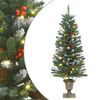 vidaXL Artificial Christmas Tree Green and White PVC, Metal 47.2 in