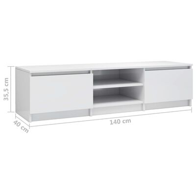 vidaXL TV Stand High Gloss White 55.1"x15.7"x14" Engineered Wood