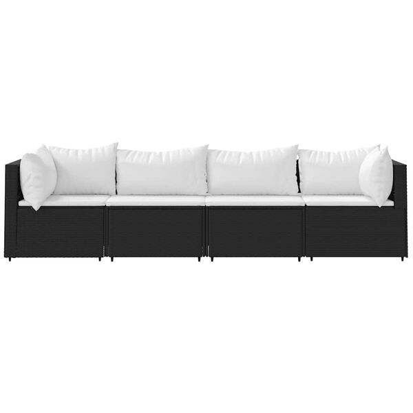 vidaXL Patio Lounge Set Black, White (Cushions)