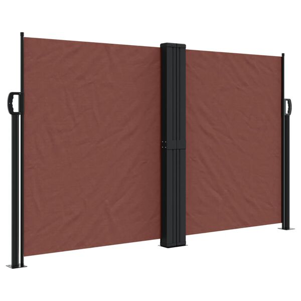 vidaXL Retractable Side Awning Brown Polyester with PU coating, Steel