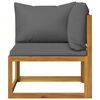 vidaXL Garden Sofa Dark Grey, Natural Solid Acacia Wood, Polyester