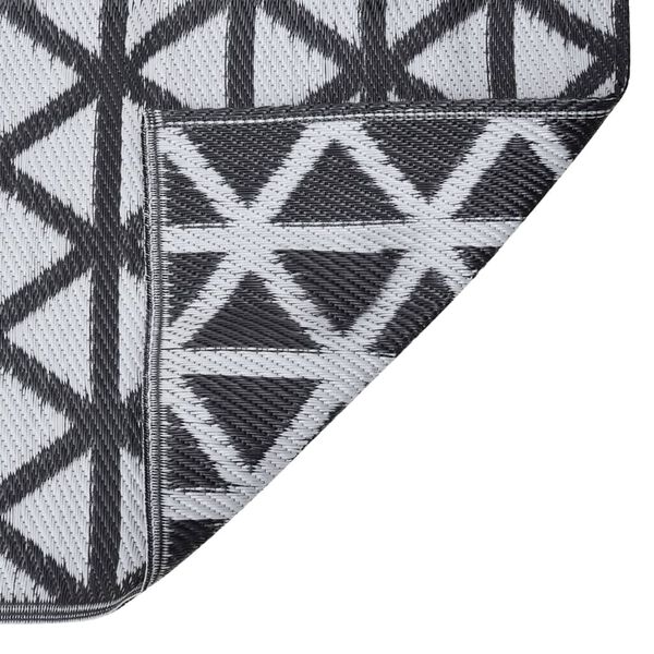 vidaXL Outdoor Rug Black Polypropylene (PP) 31.5x98.4 in Pattern