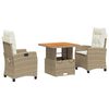 vidaXL Garden Dining Set Beige PE Rattan Medium Adjustable Feet