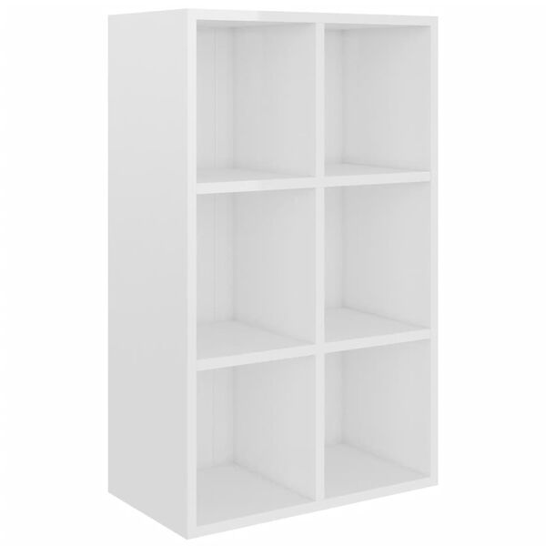 vidaXL Book Cabinet High gloss white Engineered wood 26x11.8x38.6 in
