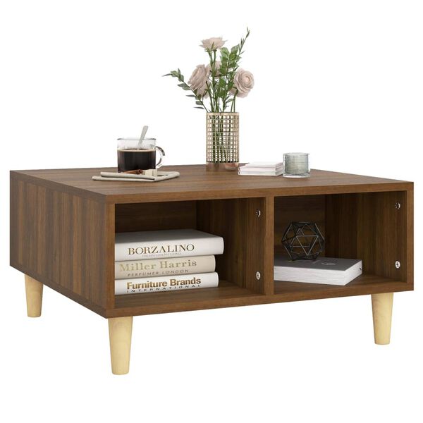 vidaXL Coffee Table Brown Oak Engineered Wood, Solid Eucalyptus Wood