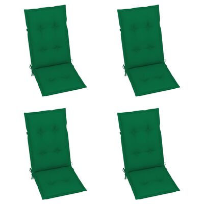 vidaXL Patio Chairs 4 pcs with Green Cushions Solid Teak Wood