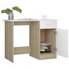 vidaXL Desk White and Sonoma Oak Engineered Wood Medium Desk