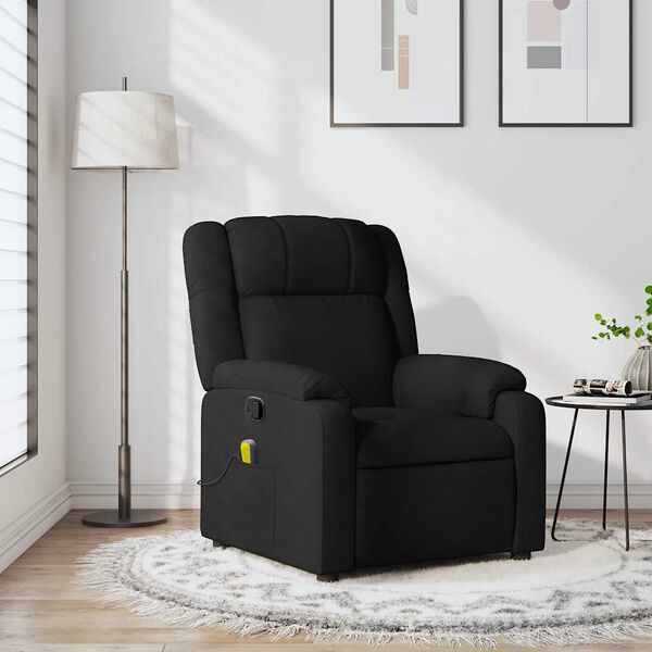 vidaXL Massage Recliner Chair Black 100% Polyester, Metal, Plywood