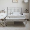 vidaXL Bed Frame White Powder-Coated Steel Twin Bed Frame Rectangular