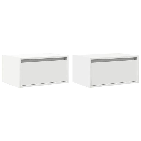 vidaXL Wall-mounted Bedside Cabinet Set of 2 White Engineered wood