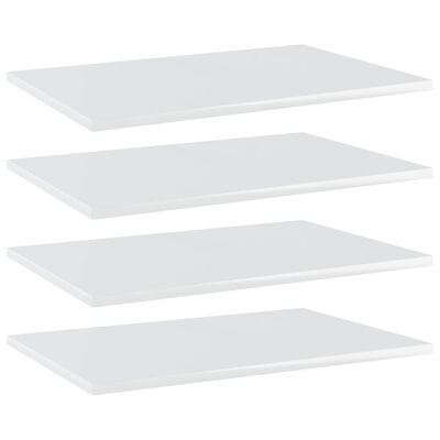 vidaXL Bookshelf Boards 4 pcs High Gloss White 23.6"x15.7"x0.6" Engineered Wood