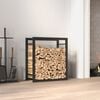 vidaXL Firewood Rack Matt Black 19.7"x11"x22" Steel