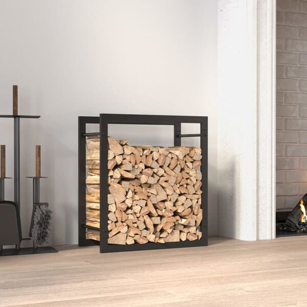 vidaXL Firewood Rack Matt Black 19.7"x11"x22" Steel