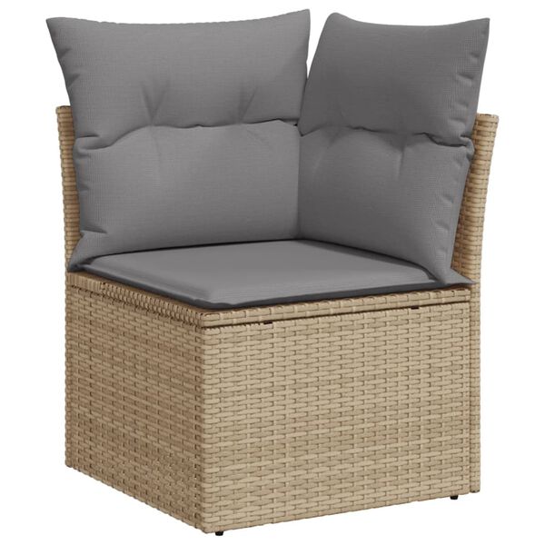 vidaXL Garden Sofa Set Mix Beige PE rattan, powder-coated steel, fabric