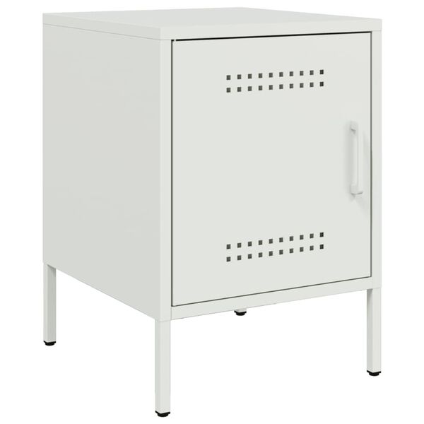 vidaXL Bedside Cabinet White Steel 14.2 x 15.4 x 19.9 in Bedside Cabinet