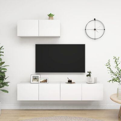 vidaXL TV Stands 3 pcs White Engineered Wood