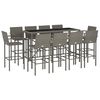 vidaXL Garden Bar Set Grey PE Rattan Large Footrest Garden Bar Set