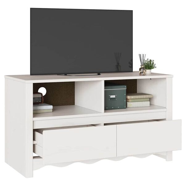 vidaXL TV Cabinet Drammen White 99 x 43 x 55 cm Solid Pine wood