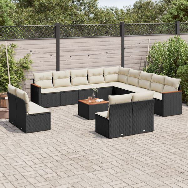 vidaXL Garden Sofa Set Black PE Rattan Large Modular Garden Sofa Set