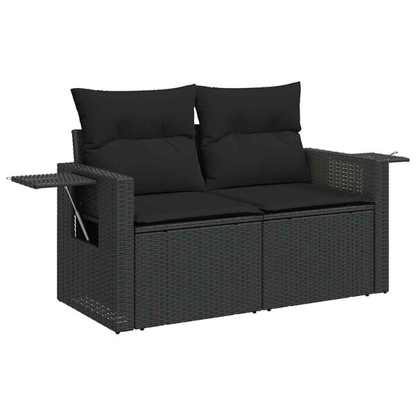 vidaXL Garden Sofa Set Black PE Rattan Large Garden Sofa Set