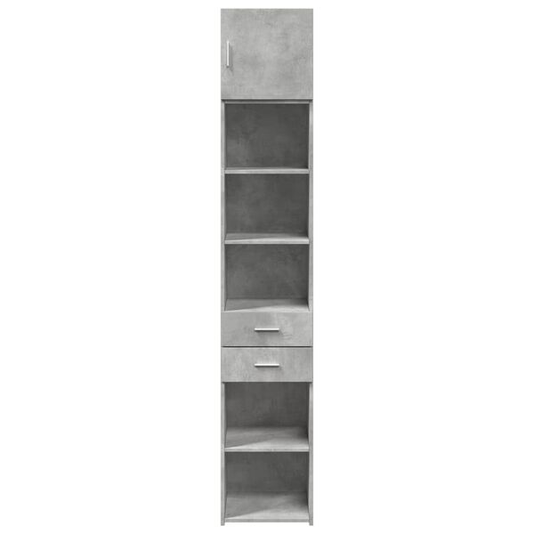 vidaXL Slim Storage Cabinet Concrete Gray Engineered Wood Tall