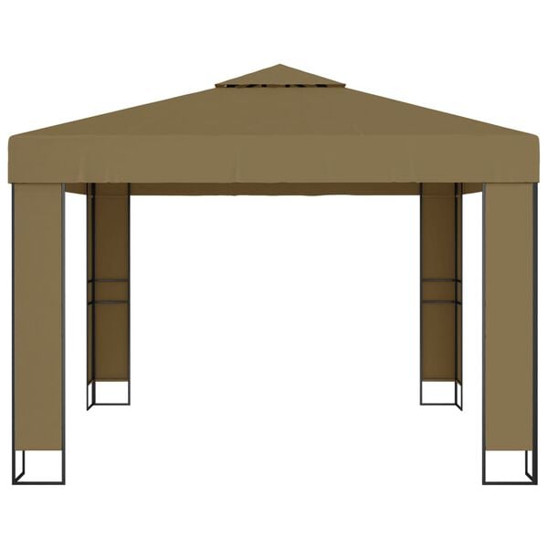 vidaXL Gazebo Taupe Polyester with PA coating 9.8 x 9.8 x 8.9 ft Gazebo