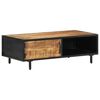 vidaXL Coffee Table Brown Rough Mango Wood, Powder-Coated Steel