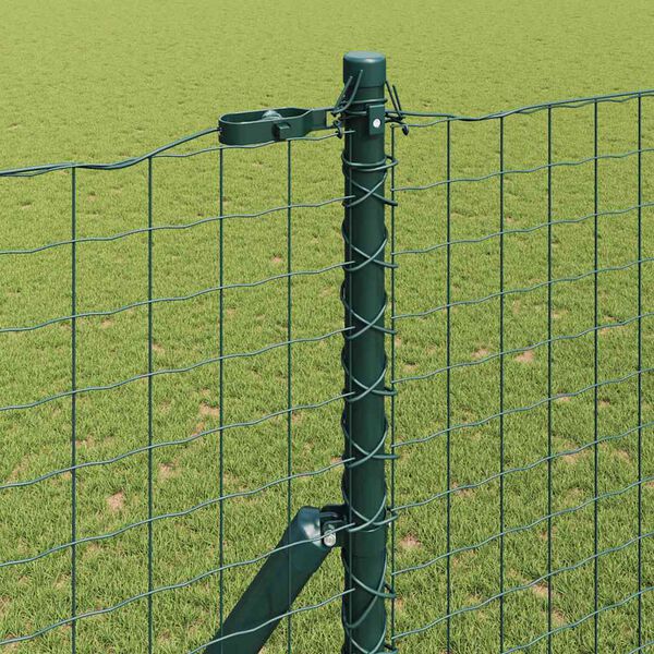 vidaXL Fence Posts Manual 7 pcs Green Ø32mm 210 cm Galvanized steel