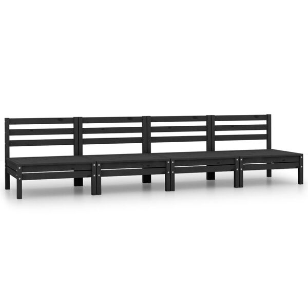 vidaXL Garden Lounge Set Black Solid pine wood Medium Modular