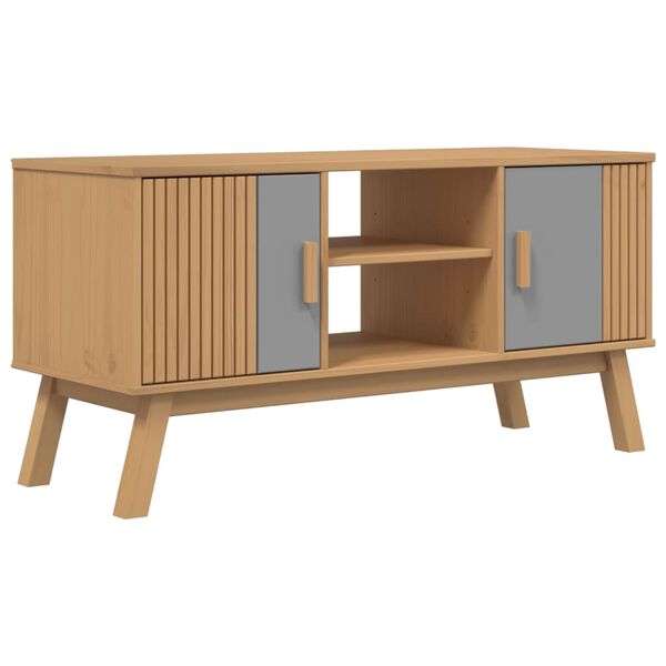 vidaXL TV Cabinet Grey and Brown Solid Pine Wood, Engineered Wood