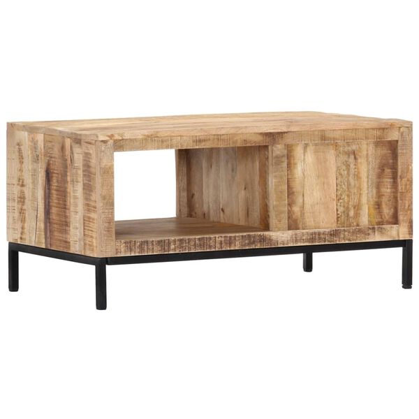 vidaXL Coffee Table Brown Solid mango wood 34.6 in x 19.7 in Rectangular