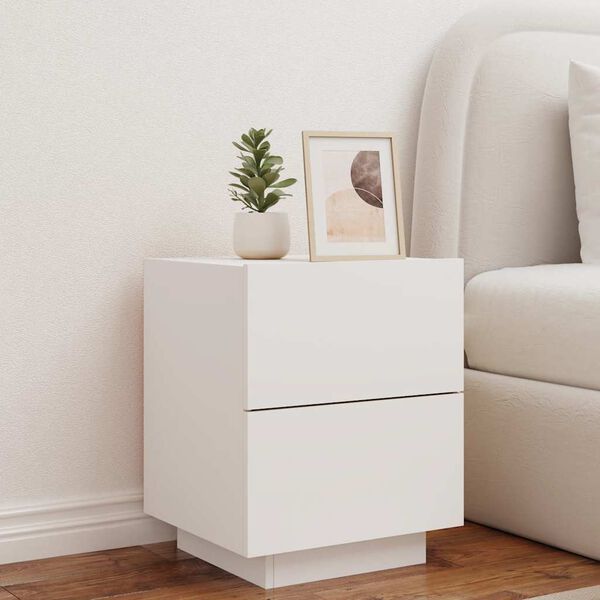 vidaXL Bedside Cabinet Set of 2 White Engineered wood Medium