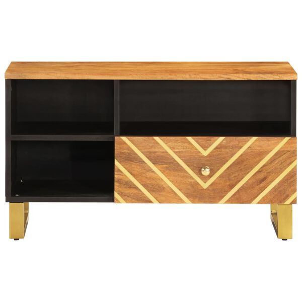 vidaXL TV Cabinet Brown and Black Mango wood, MDF, Iron Medium