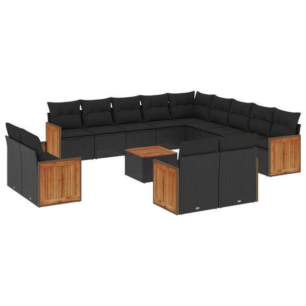vidaXL Garden Sofa Set Black