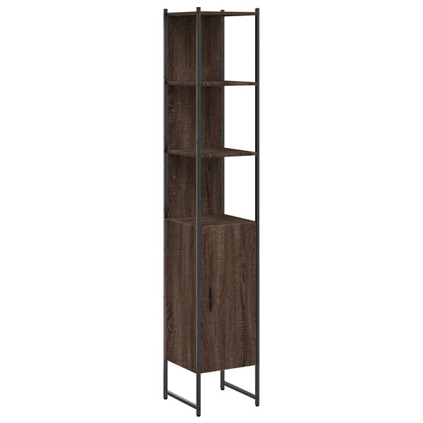 vidaXL Bathroom Cabinet Brown Oak Engineered wood Tall and Slim
