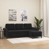 vidaXL 3-seater Sofa With Footstool Black