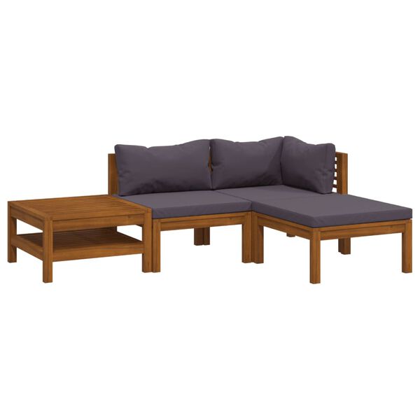 vidaXL Wooden Lounge Set Dark grey, Natural wood