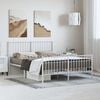 vidaXL Bed Frame White Powder-coated steel Double Bed Frame