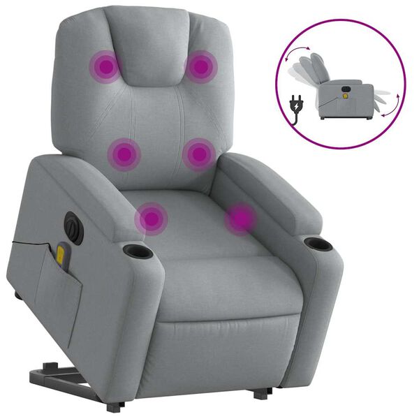 vidaXL Electric Stand Up Massage Recliner Chair Light grey