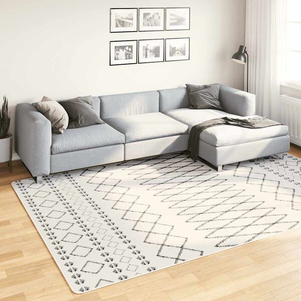 vidaXL Rug Black and White Polyester with PVC backing 74.8 x 118.1 in