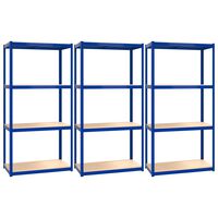 vidaXL 4-Layer Shelves 3 pcs Blue Steel&Engineered Wood