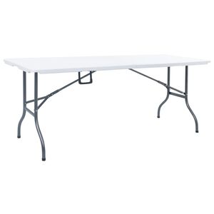 vidaXL Garden Table White and Black HDPE and Steel