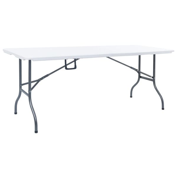 vidaXL Garden Table White and Black HDPE and Steel