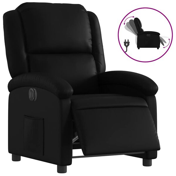 vidaXL Electric Recliner Chair Black Faux Leather, Metal, Plywood Standard