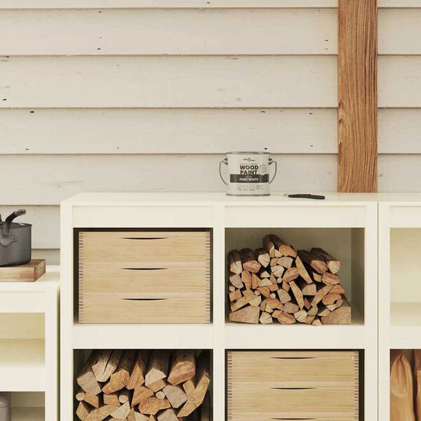 vidaXL Wood Paint White 6.50 x 6.50 x 6.30 in Wall Print