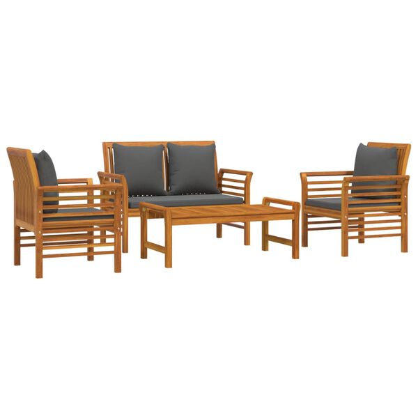 vidaXL Garden Lounge Set Dark grey Solid Acacia wood, 100% polyester